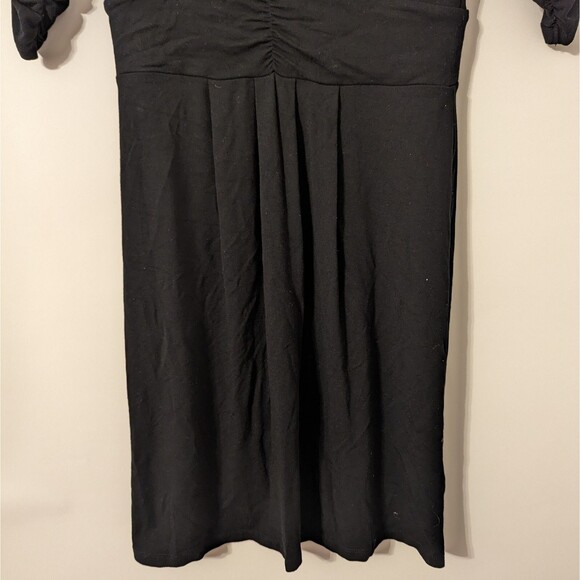 Boden US 2 Solid Black Stretch Dress 3/4 Sleeve V Neck - Picture 5 of 12